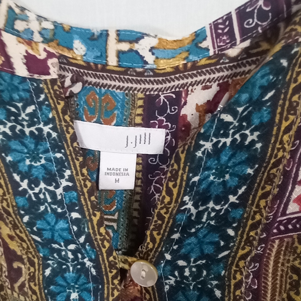 J.Jill Multicolored Patchwork Button Down Tunic L… - image 2
